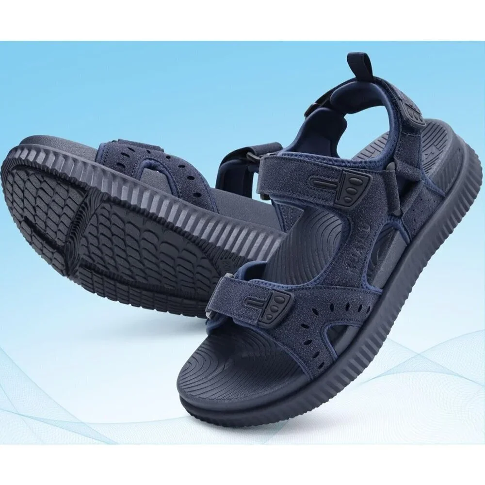 Casual Hiking Sandals Men's Dark Blue Athletic Sports Walking Fisherman Shoes